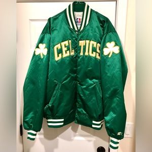 BOSTON CELTICS NBA Vintage 80s STARTER Bomber Jacket Green Mens XXXL